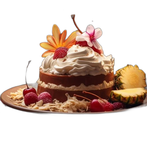 food, crown, hat, colorful, layered, cake, fruits, flowers transparent PNG cut-out