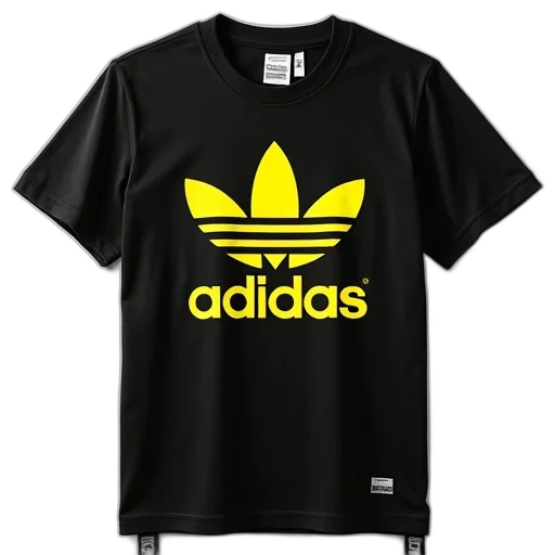 jacket, 3d render, monochrome, black, yellow, adidas, t-shirt, graphic transparent PNG cut-out