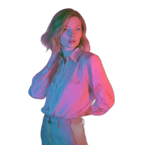 jacket, dress, staff, robot, vaporwave, pixel art, 3d render, concept art transparent PNG cut-out