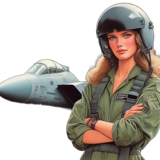 jacket, weapon, photorealistic, concept art, comic book art, oil painting, woman, military transparent PNG cut-out