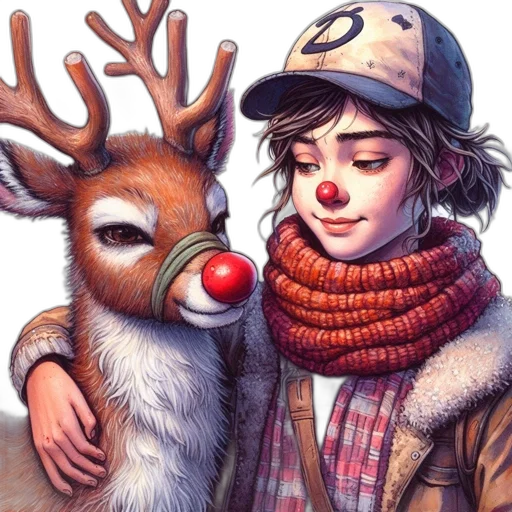animal, fantasy art, watercolor, concept art, photorealistic, snow, forest, red transparent PNG cut-out