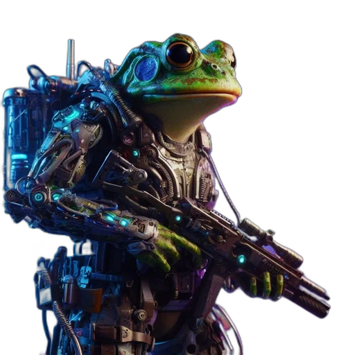 robot, weapon, animal, staff, concept art, cyberpunk, 3d render, pixel art transparent PNG cut-out