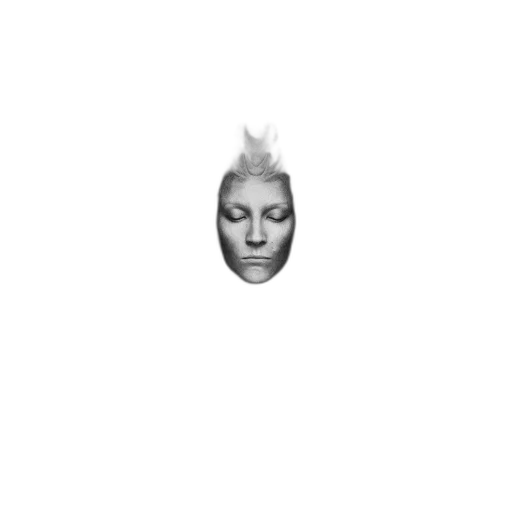 face, hair, mask, crown, photorealistic, pixel art, monochrome, serene transparent PNG cut-out