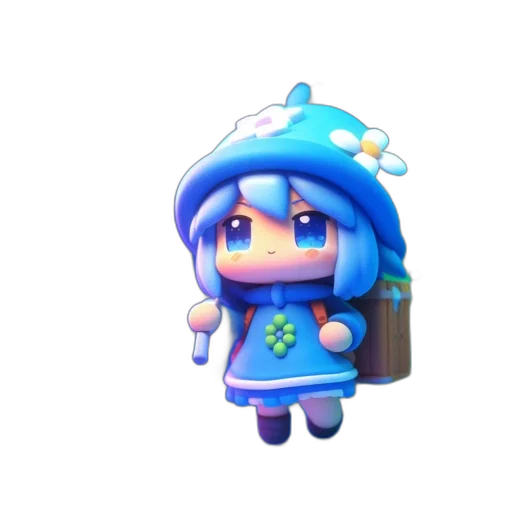 hat, creature, staff, dress, 3d render, concept art, pixel art, fantasy art transparent PNG cut-out
