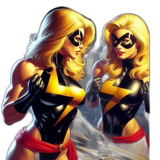 comic book art, concept art, cartoon, fantasy art, golden, female, superhero, possibly transparent PNG cut-out