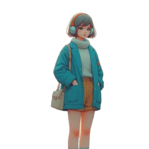 jacket, dress, staff, hat, concept art, 3d render, vaporwave, pixel art transparent PNG cut-out
