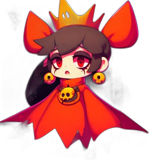 crown, staff, pixel art, concept art, fantasy art, anime, red, dark transparent PNG cut-out