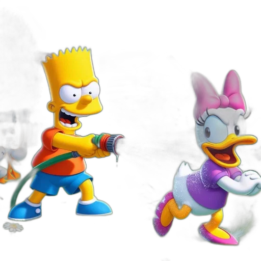 concept art, 3d render, cartoon, pixel art, bart, simpson, daisy, duck transparent PNG cut-out