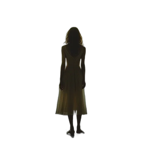 dress, staff, hair, creature transparent PNG cut-out