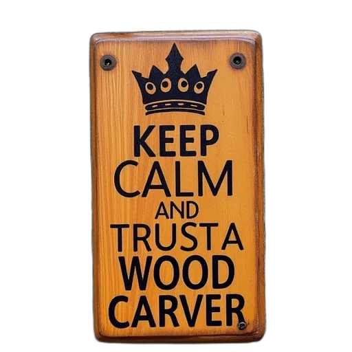 keep, calm, trust, wood, carver, bumpersticker transparent PNG cut-out