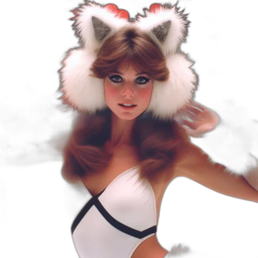 photorealistic, concept art, fantasy art, woman, cat-ear, accessories, white, outfit transparent PNG cut-out