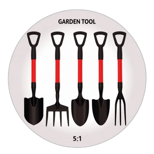 weapon, red, set, gardening, tools, displayed, against, white transparent PNG cut-out