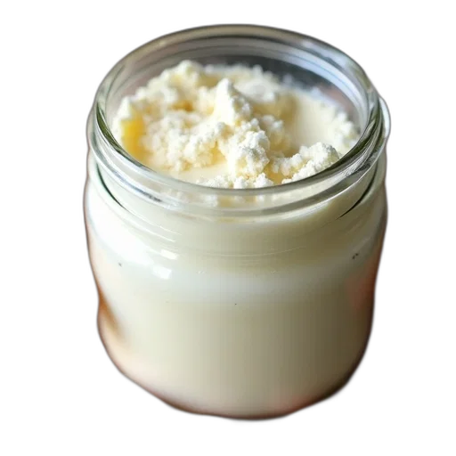 food, close-up, image, glass, jar, filled, white, creamy transparent PNG cut-out