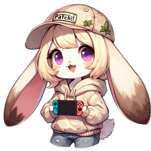 hat, weapon, staff, animal, pixel art, anime, cartoon, vaporwave transparent PNG cut-out