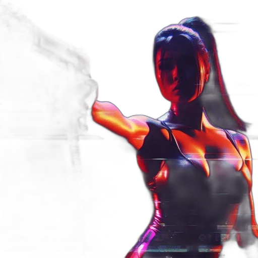 dress, mask, face, concept art, 3d render, cyberpunk, comic book art, neon lights transparent PNG cut-out