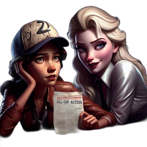 hat, comic book art, concept art, fantasy art, cartoon, fire, two, women transparent PNG cut-out