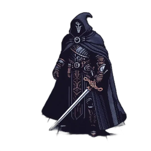 sword, staff, weapon, jacket, concept art, pixel art, fantasy art, comic book art transparent PNG cut-out