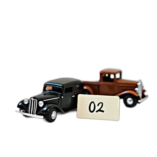 car, 3d render, vintage, toy, truck, displayed, white, surface transparent PNG cut-out