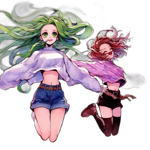 hair, dress, jacket, anime, concept art, pixel art, watercolor, outer space transparent PNG cut-out