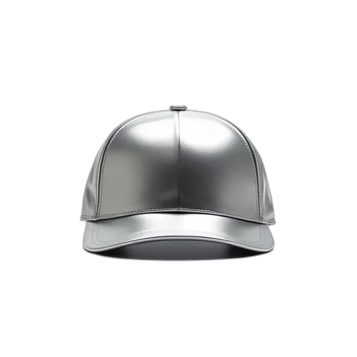 hat, crown, jewelry, 3d render, silver, metallic, baseball, cap transparent PNG cut-out