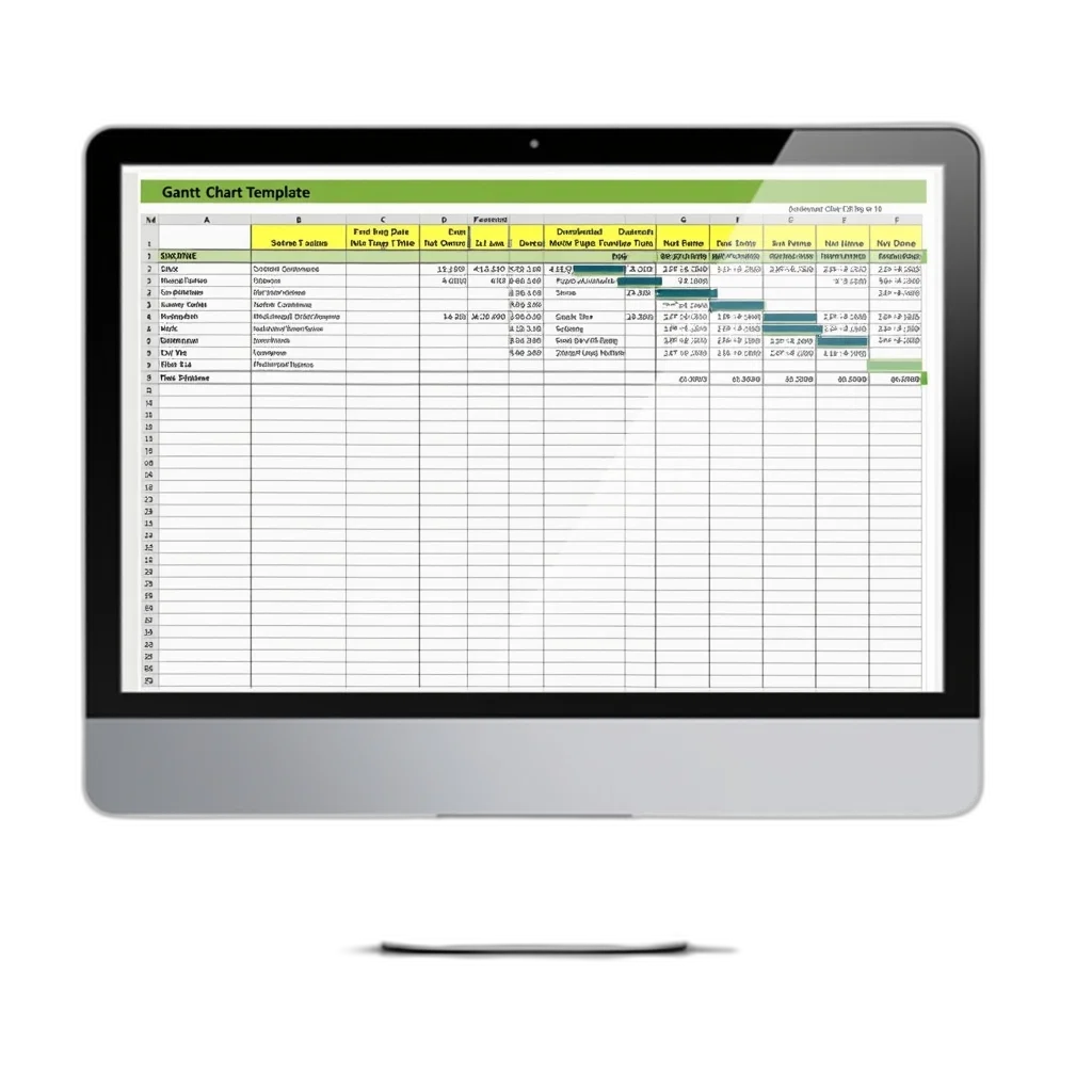 detailed, excel, chart, template, displayed, computer, screen, featuring transparent PNG cut-out