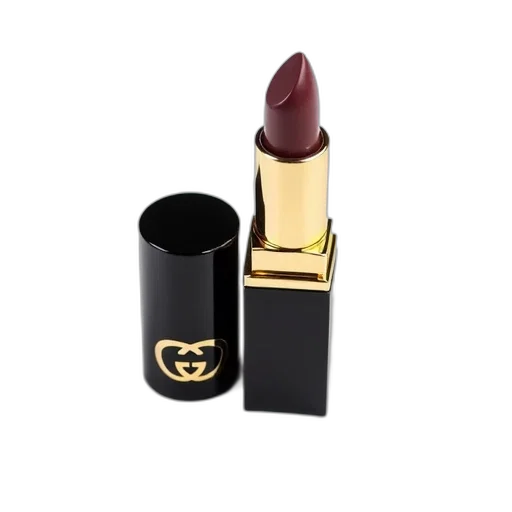 close-up, image, gucci, lipstick, black, cap, gold, base transparent PNG cut-out