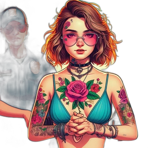 comic book art, concept art, cyberpunk, watercolor, pastel, colorful, illustrated, scene transparent PNG cut-out
