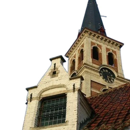 building, 3d render, photorealistic, city street, clock, tower, black, face transparent PNG cut-out