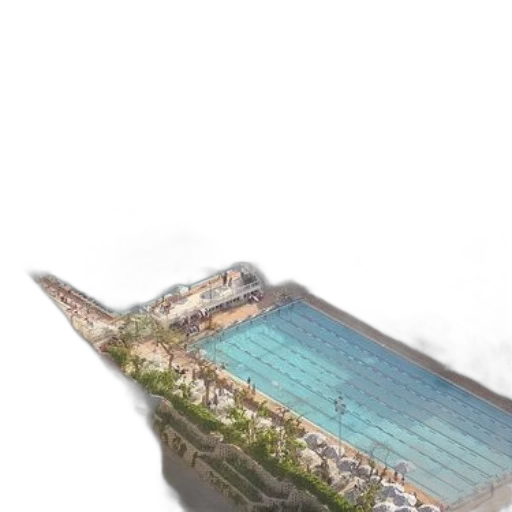 concept art, photorealistic, 3d render, underwater, aerial, view, cityscape, two transparent PNG cut-out