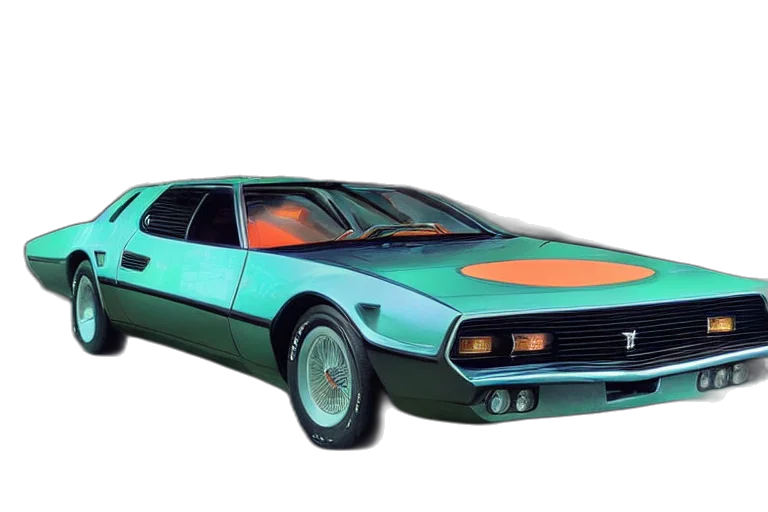 car, 3d render, concept art, vaporwave transparent PNG cut-out