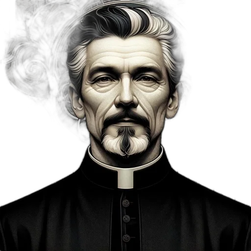 face, comic book art, concept art, photorealistic, fantasy art, middle-aged, man, neatly transparent PNG cut-out