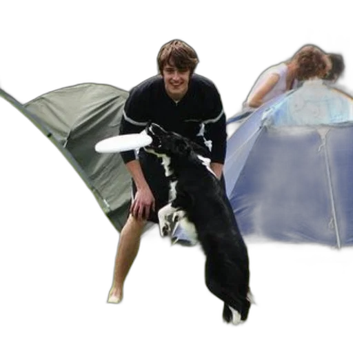 umbrella, creature, outer space, person, their, dog, play, frisbee transparent PNG cut-out