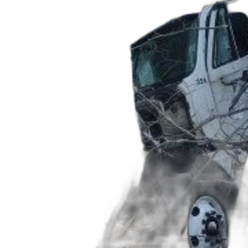 car, robot, shoes, concept art, white, truck, crashed, into transparent PNG cut-out