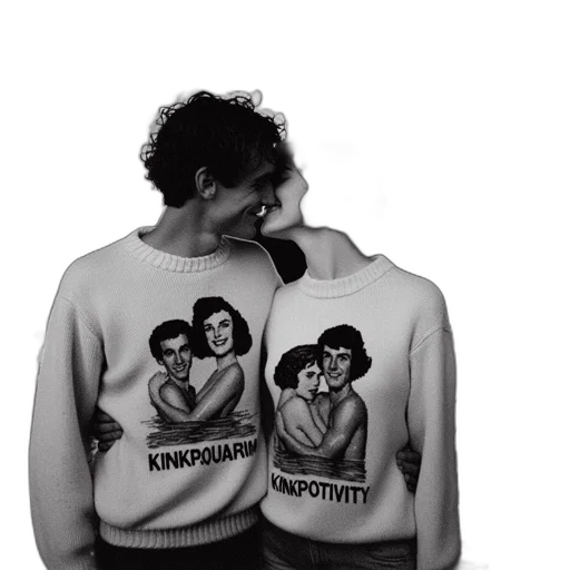 jacket, couple, stands, tunnel, embracing, about, kiss, wearing transparent PNG cut-out