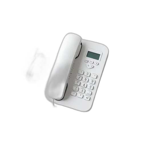 white, cordless, phone, sleek, design, small, screen, front transparent PNG cut-out