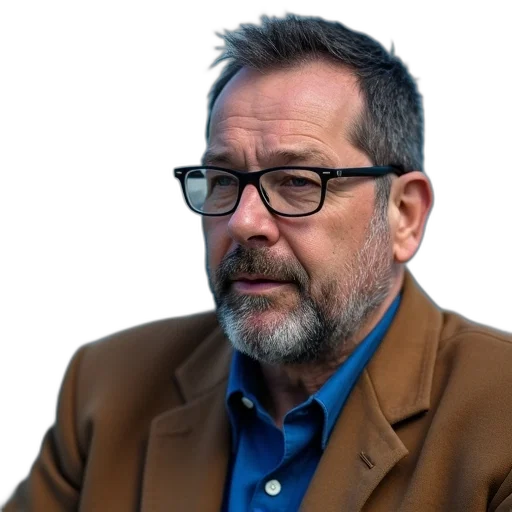 jacket, staff, face, animal, man, glasses, beard, wearing transparent PNG cut-out