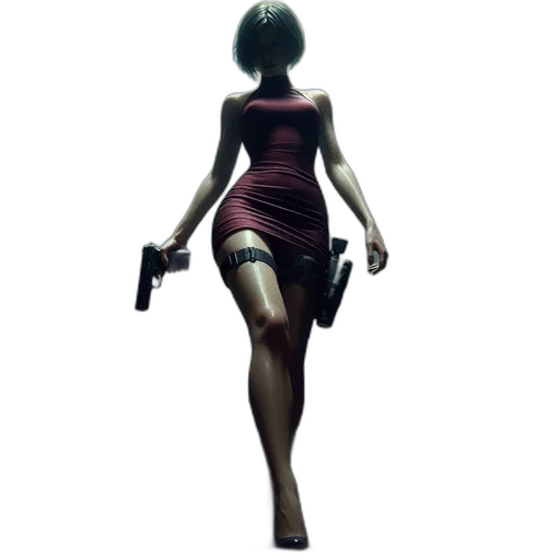 dress, weapon, concept art, 3d render, pixel art, woman, maroon, wielding transparent PNG cut-out