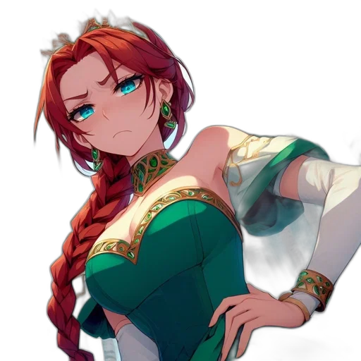 dress, staff, crown, weapon, anime, pixel art, fantasy art, concept art transparent PNG cut-out