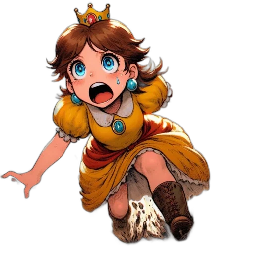 crown, dress, staff, pixel art, anime, concept art, cartoon, young transparent PNG cut-out