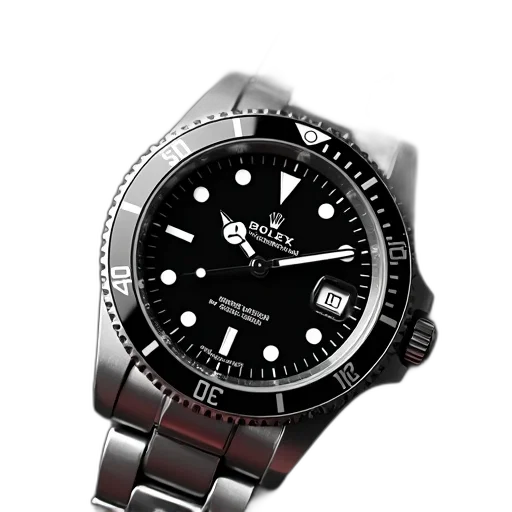 jewelry, 3d render, photorealistic, black, silver, wristwatch, dial, white transparent PNG cut-out