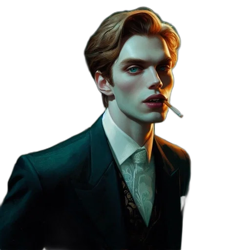 face, jacket, staff, concept art, fantasy art, photorealistic, pixel art, dark transparent PNG cut-out