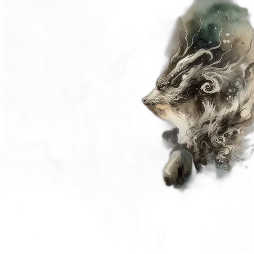 dragon, hair, mask, creature, photorealistic, concept art, fantasy art, watercolor transparent PNG cut-out