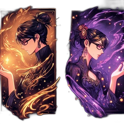 fantasy art, anime, concept art, comic book art, fire, dark, golden, colorful transparent PNG cut-out