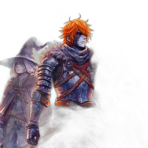 sword, fantasy art, concept art, watercolor, comic book art, snow, fire, warrior transparent PNG cut-out