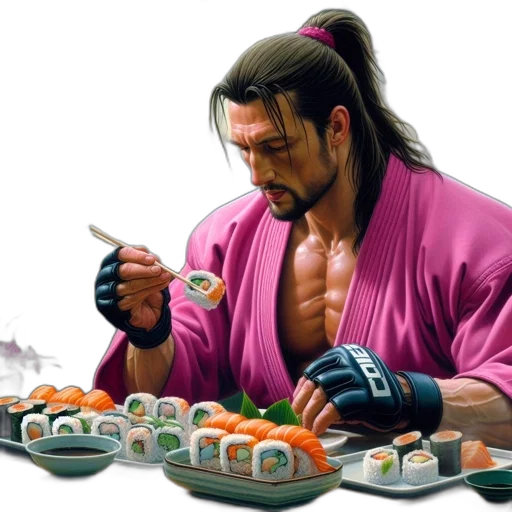 food, photorealistic, concept art, vaporwave, fantasy art, pastel, muscular, man transparent PNG cut-out