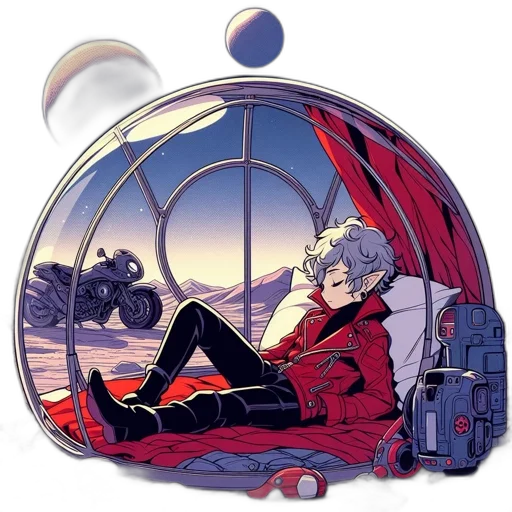 concept art, cartoon, comic book art, vaporwave, outer space, red, night, sky transparent PNG cut-out
