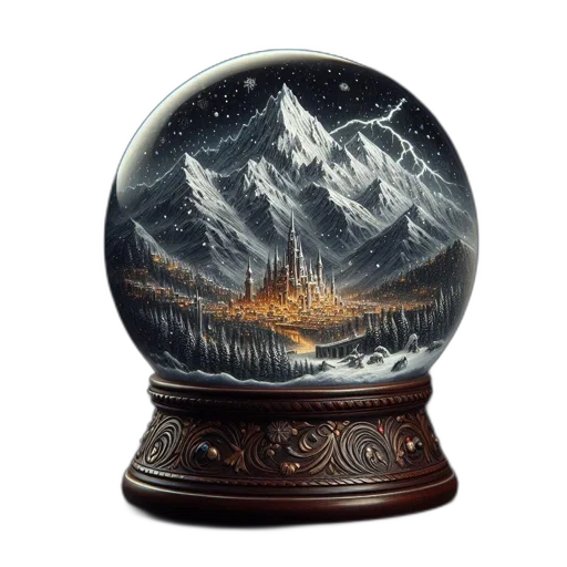 fantasy art, oil painting, photorealistic, concept art, snow, outer space, fire, night transparent PNG cut-out