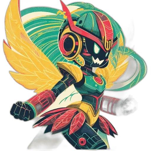 mask, concept art, fantasy art, 3d render, comic book art, animated, winged, humanoid transparent PNG cut-out