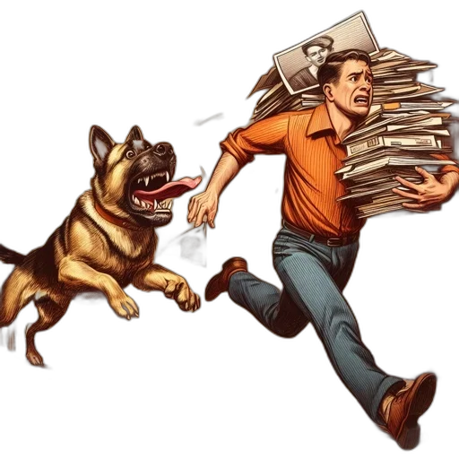 comic book art, concept art, photorealistic, inside, wood-floored, room, panicked, man transparent PNG cut-out