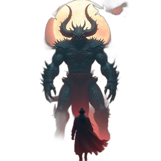 dragon, creature, mask, staff transparent PNG cut-out